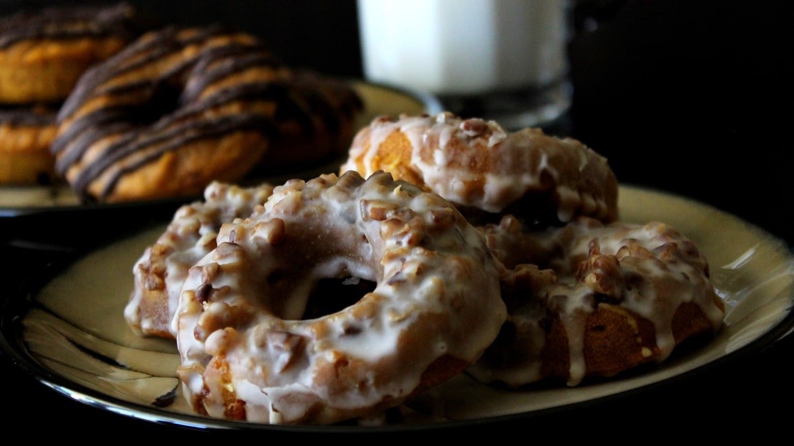 Pumpkin Doughnuts with Salted Caramel Glaze