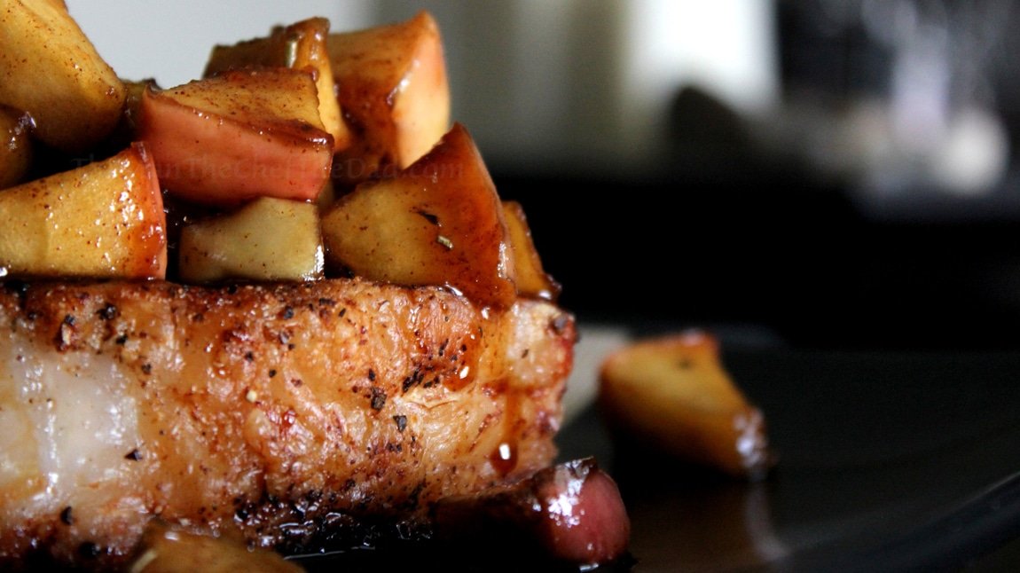 Pork Chops with Rum Apple Glaze